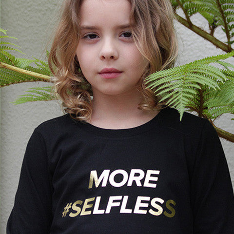 "More #Selfless" Long Sleeve Cotton Shirt
